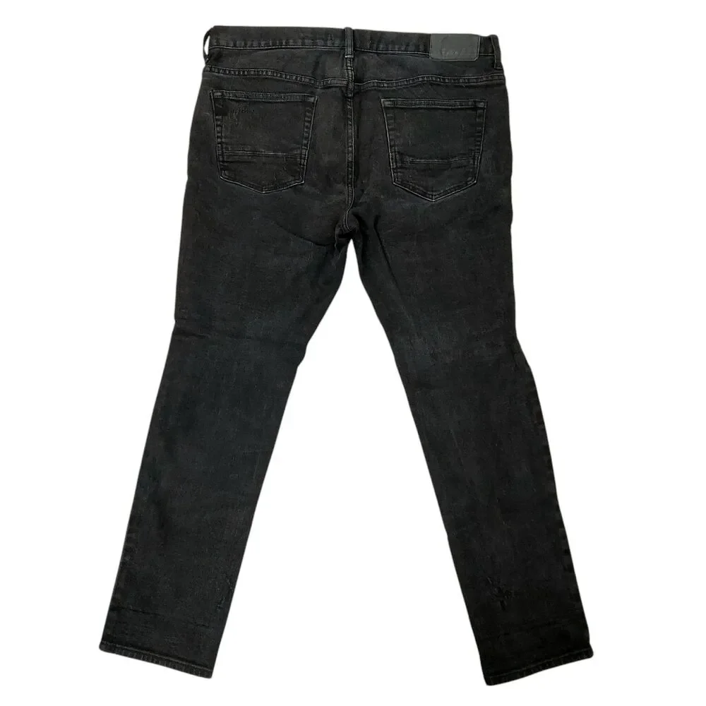 Pacsun Skinny Jeans Mens 36x29 Black Stretch Distressed Denim Streetwear Casual